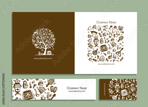 Business cards with bathhouse design elements