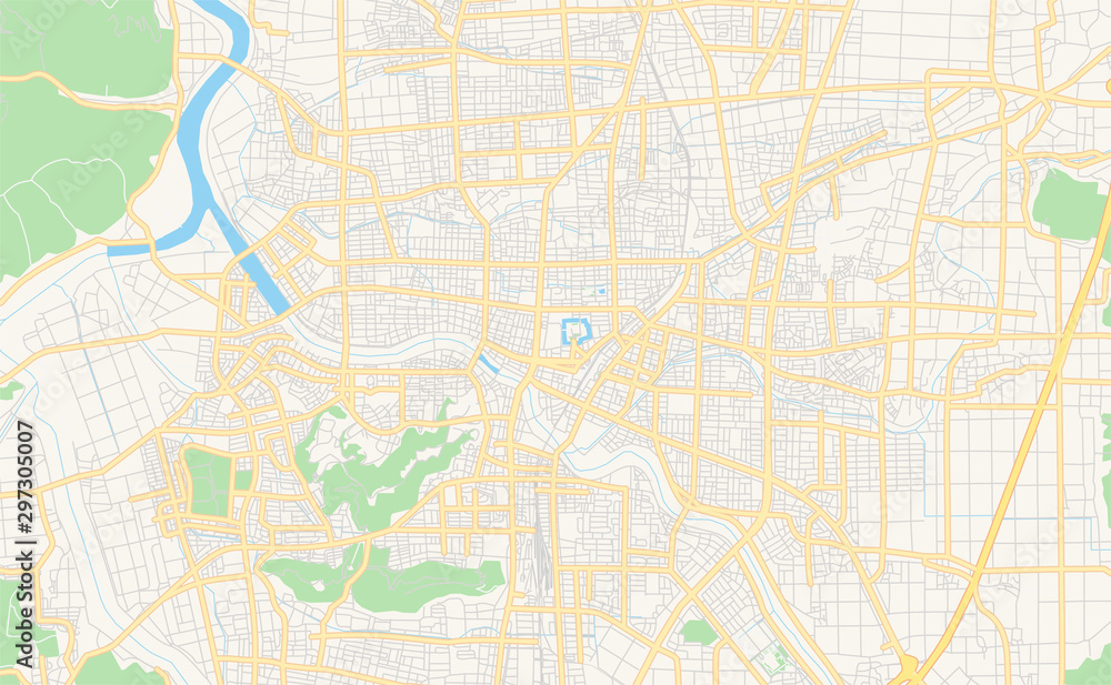 Printable street map of Fukui, Japan