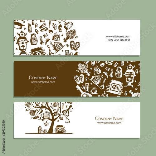 Business cards with bathhouse design elements