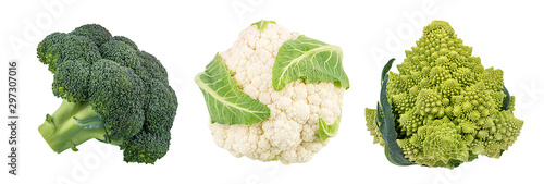Fresh cauliflower broccoli, romanesco isolated on white background with clipping path