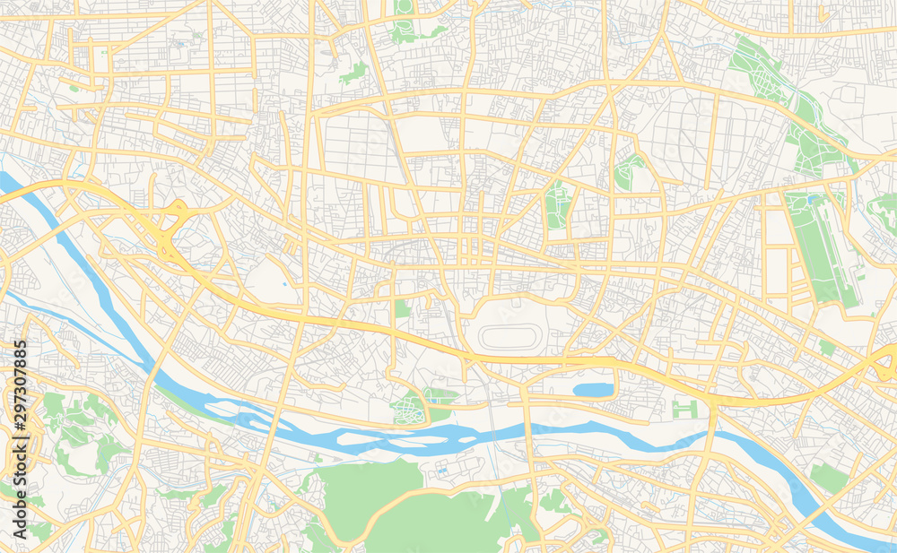Printable street map of Fuchu, Japan