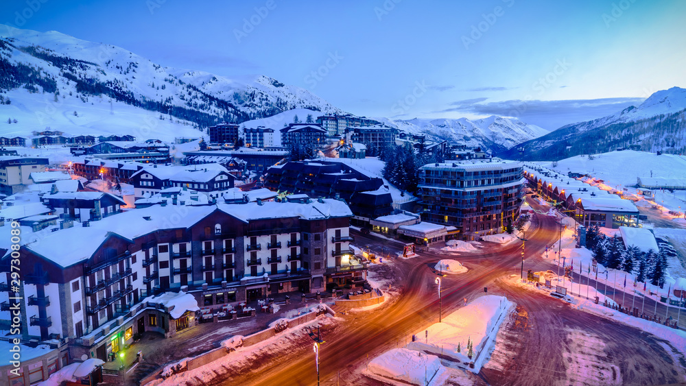 Sestriere city from above.