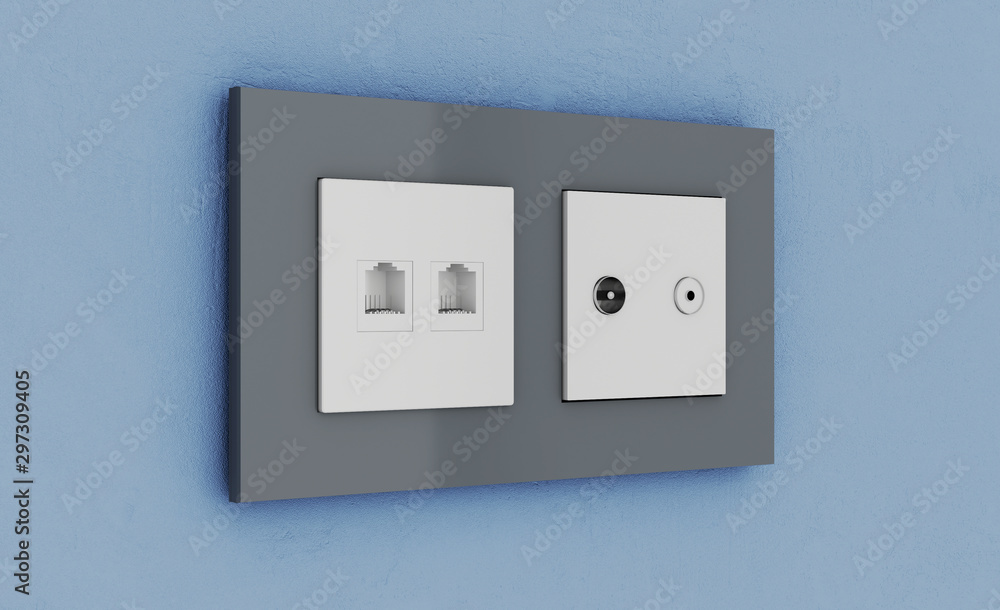 Wall light switch plug and cable inlet diversity Vector Image