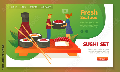 Website banner or page template for sushi delivery