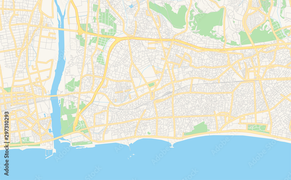 Obraz premium Printable street map of Chigasaki, Japan