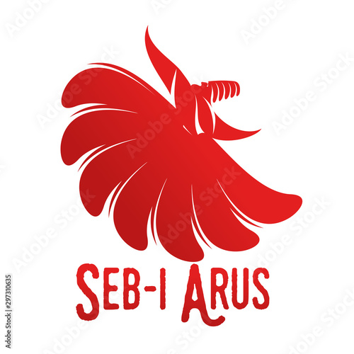 Vector logo illustration. Turkish, Sufi and Dervish Dance. Seb i Arus