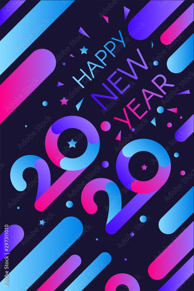 Fototapeta premium 2020 Happy New Year Colorful Invitation Banner