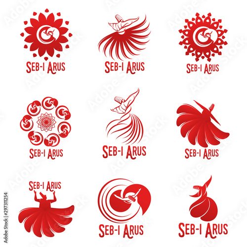 Vector logo illustration. Turkish, Sufi and Dervish Dance. Seb i Arus
