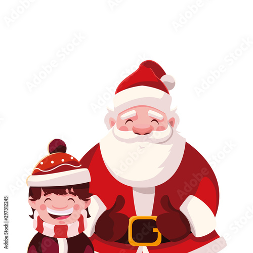 boy and santa claus in white background © djvstock