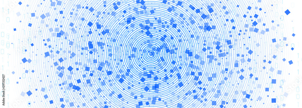 Matrix Vector. Blue Particle Movement. White 