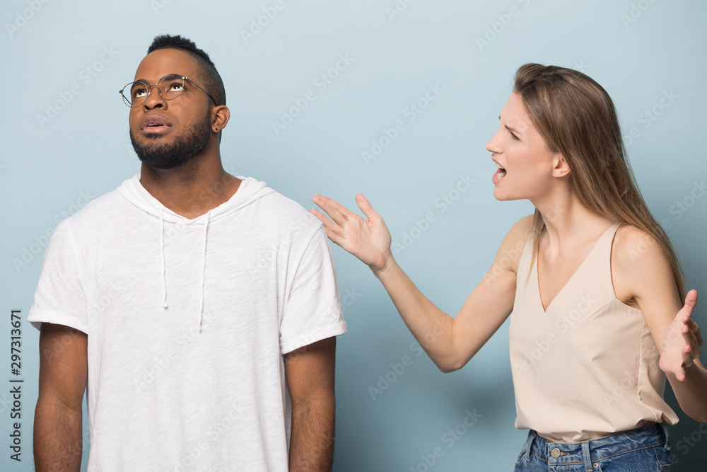 Multiracial couple having disagreement close to breakup situation Multiracial couple having disagreement close to breakup situation