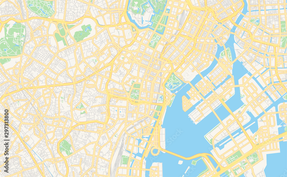 Fototapeta premium Printable street map of Minato, Japan