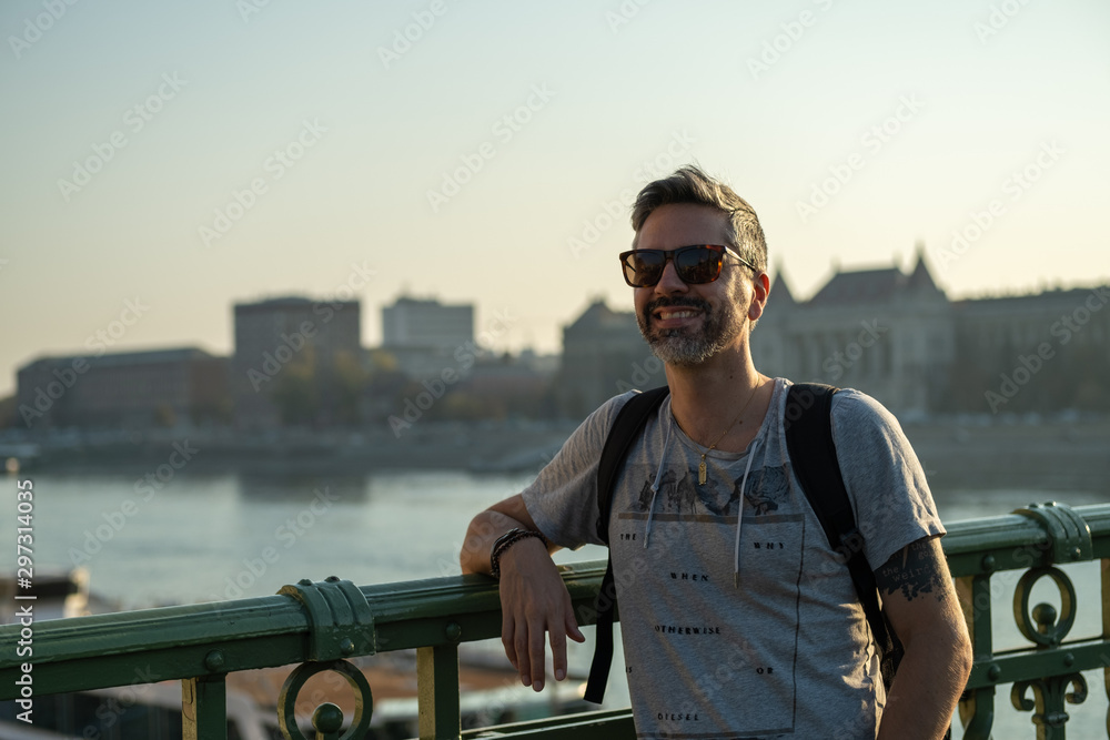 Man on Liberty bridge, Budapest
