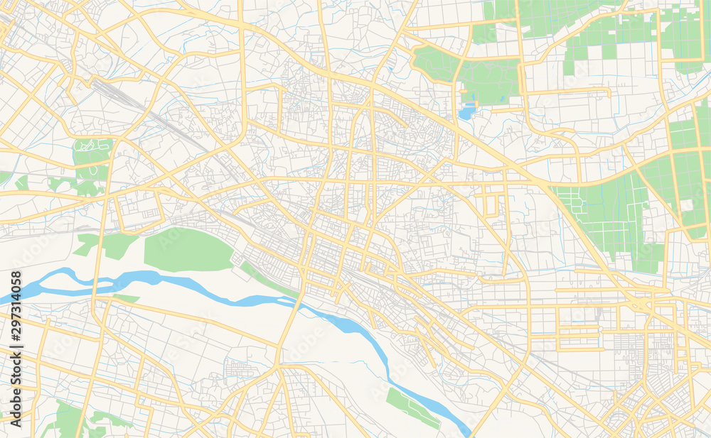 Printable street map of Kumagaya, Japan