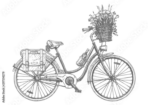 Сity bicycle with flowers