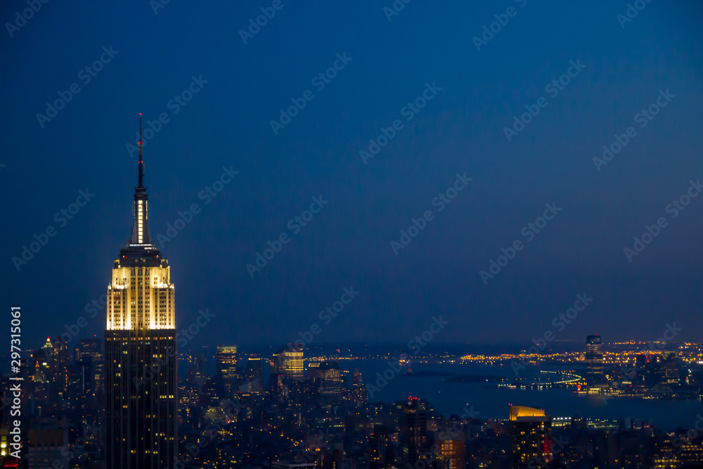 Vista aérea de Nueva York de noche