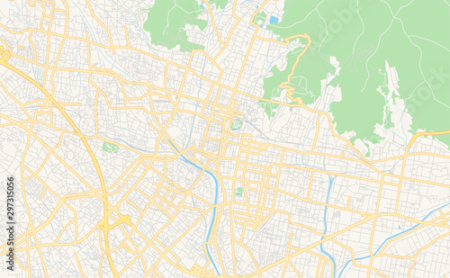 Printable street map of Kofu, Japan