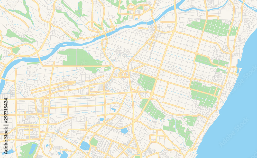 Fototapeta premium Printable street map of Suzuka, Japan