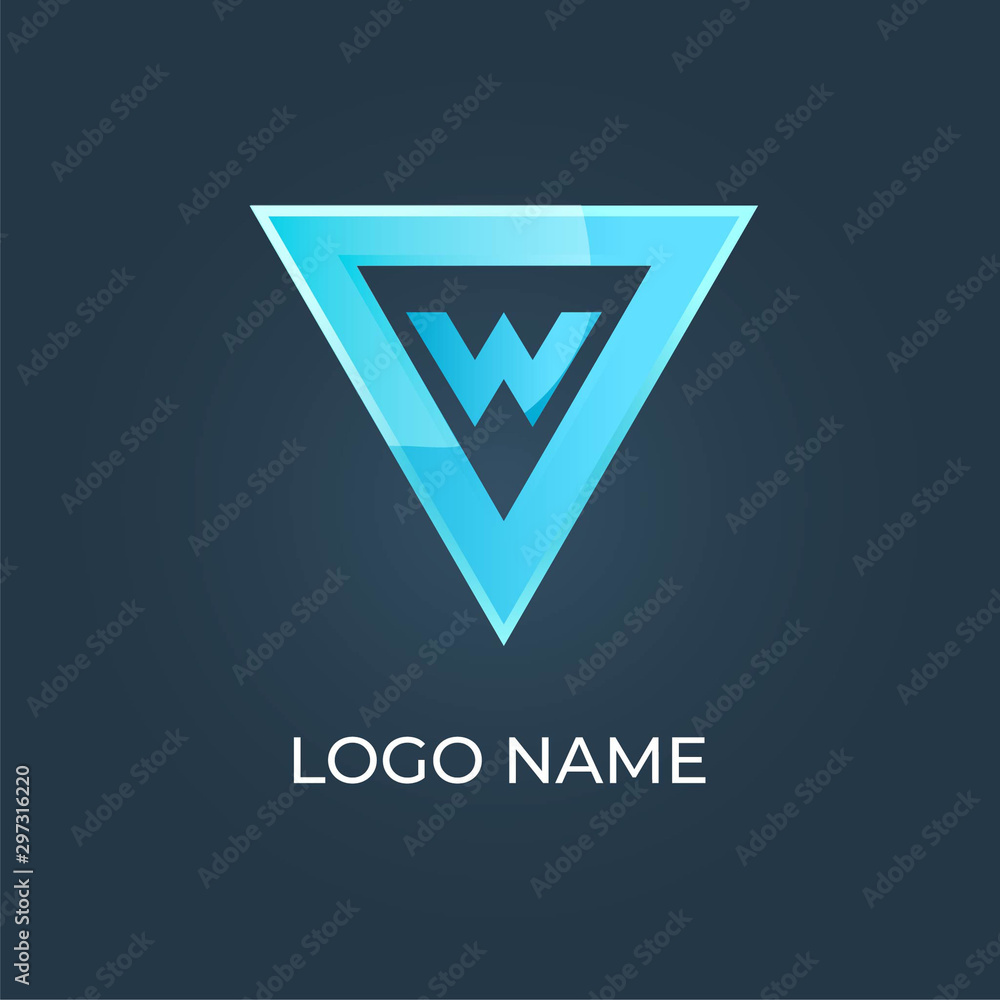 Letter W on triangle logo isolated. Alphabet vector image Letter W on triangle logo isolated. Alphabet vector image