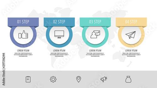 Wallpaper Mural Vector infographic flat template circles for four label, diagram, graph, presentation. Business concept with 4 rectangles. For content, flowchart, step for step, timeline, workflow, marketing Torontodigital.ca