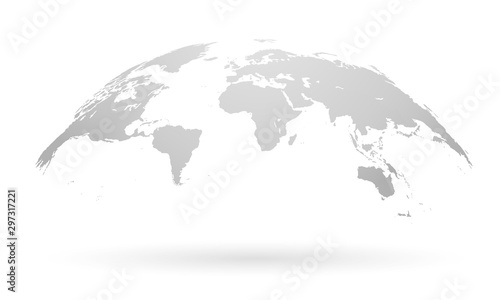 Spherical Curved Gray World Map