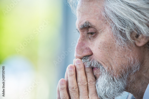 gray-haired elderly man