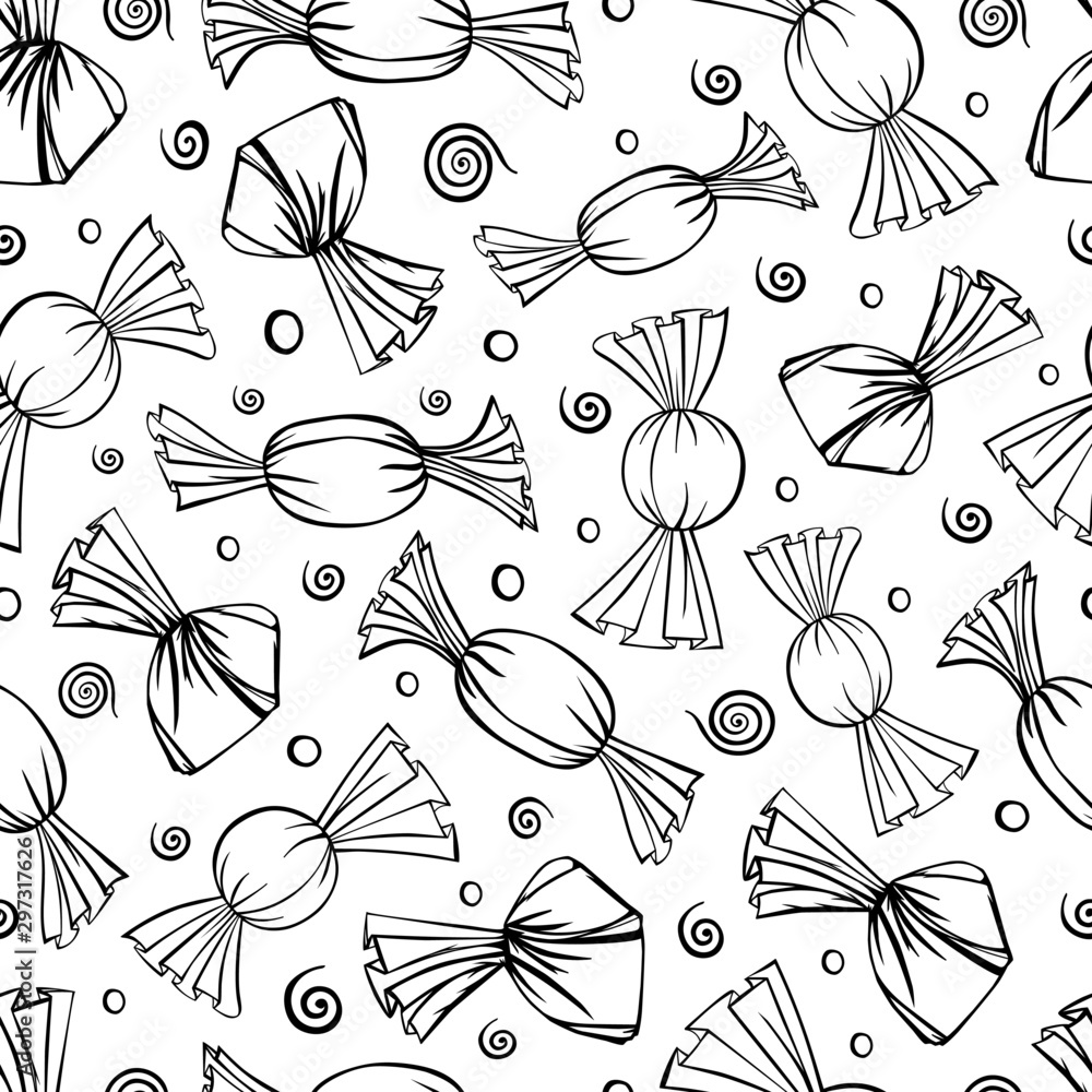 Fototapeta premium pattern candy doodle holiday sketch stroke coloring seamless pattern