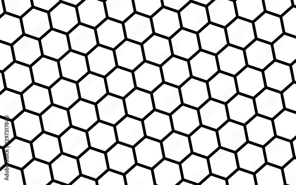 Black honeycomb on a white background. Perspective view on polygon look like honeycomb. Isometric geometry. 3D illustration Black honeycomb on a white background. Perspective view on polygon look like honeycomb. Isometric geometry. 3D illustration