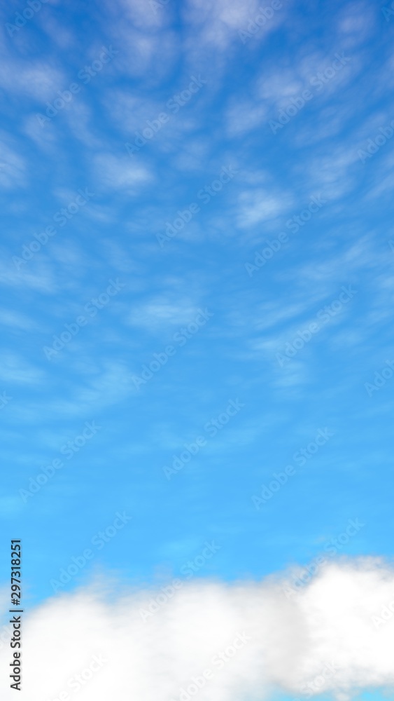 Blue sky background with white clouds. Cumulus white clouds in the clear blue sky in the morning. 3D illustration Blue sky background with white clouds. Cumulus white clouds in the clear blue sky in the morning. 3D illustration