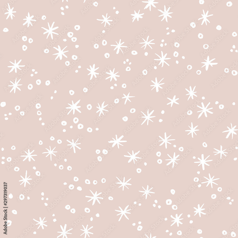 Snowfall with snowflakes on pastel background. Christmas and New Year seamless vector pattern Snowfall with snowflakes on pastel background. Christmas and New Year seamless vector pattern