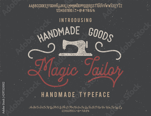 Magic Tailor. Font set with serif and script typeface. Tailor logotype.