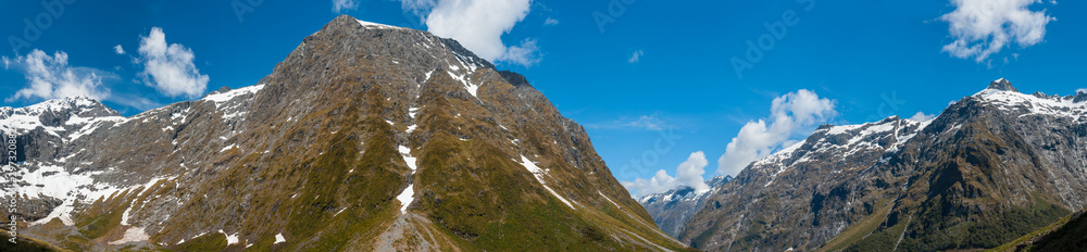 Mountans above Homer Tunnel in Fiordland in New Zealand