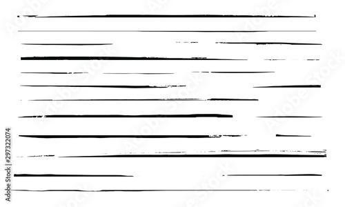 Black marker and grunge brush stroke. Hand drawn vector lines set. 