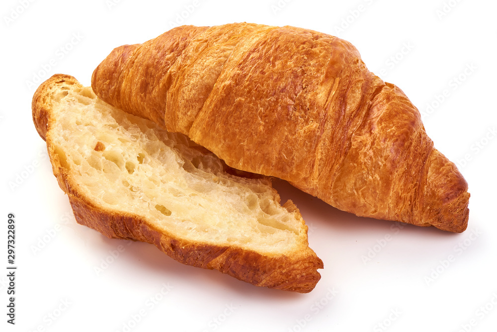 Freshly baked croissants, isolated on white background Freshly baked croissants, isolated on white background