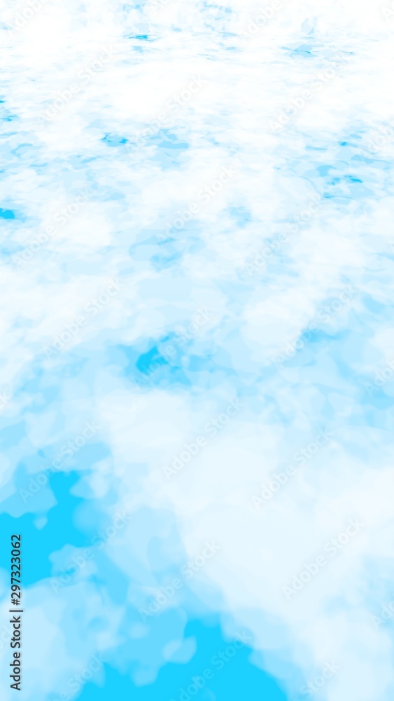 The bright sky in the morning. Blue sky background with white clouds. Cumulus white clouds in the clear blue sky. 3D illustration