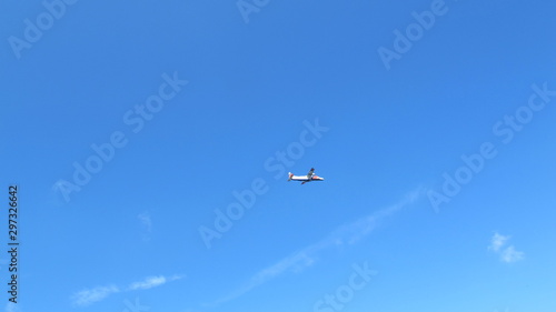 A small plane in the sky