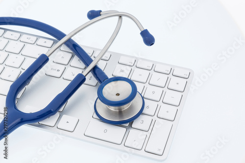 stethoscope and keyboard of a computer