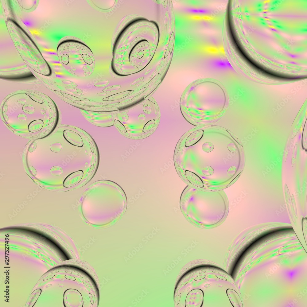 Glossy flowing bubbles fantastic background with realistic 3d render illustration. Soft pastel color tone. Ideal for happ birthday and other concept works. Glossy flowing bubbles fantastic background with realistic 3d render illustration. Soft pastel color tone. Ideal for happ birthday and other concept works.