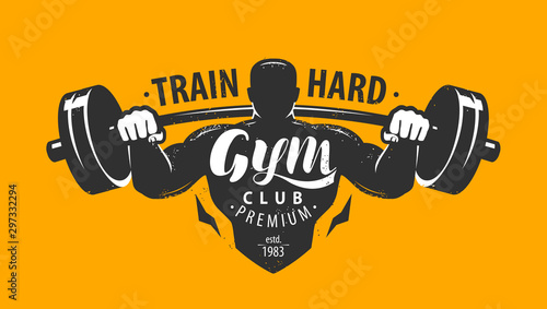 Gym club logo or emblem. Bo...