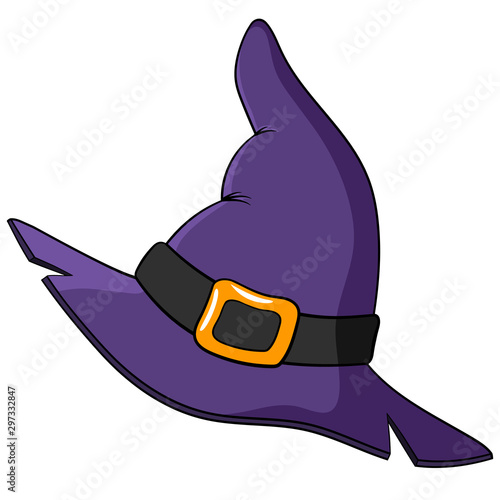 Cartoon purple witch hat halloween attribute. on a white background vector