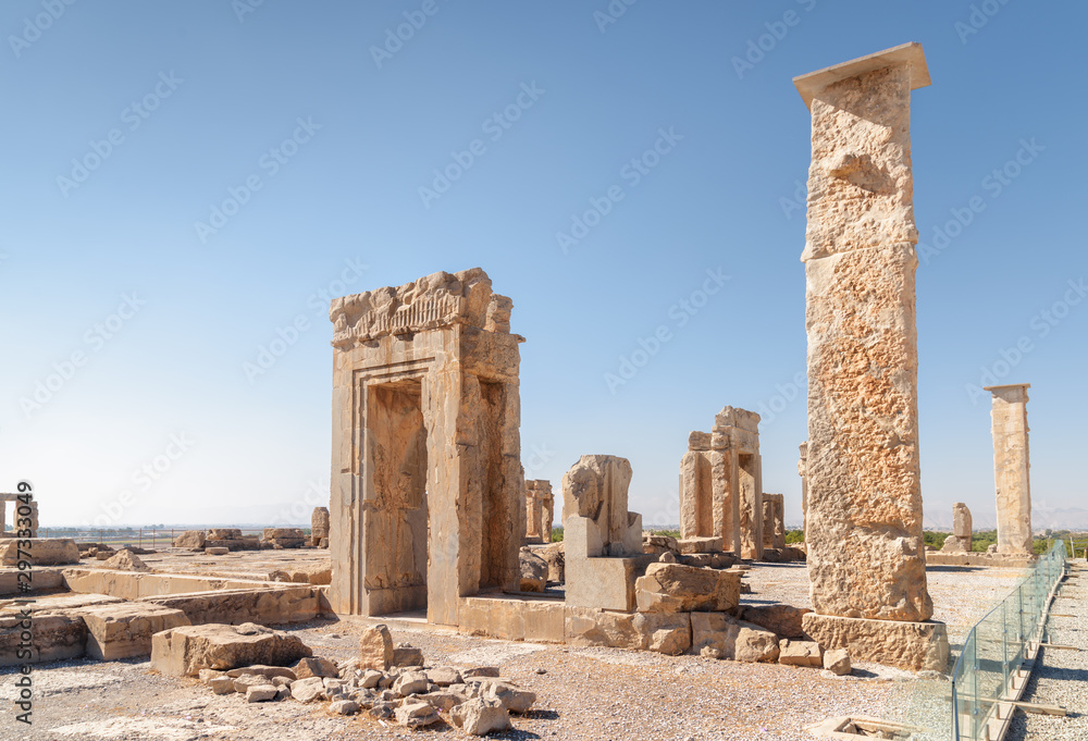 Main view of ruins of the Hadish Palace, Persepolis, Iran