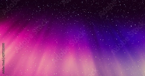 Seamless video loop - beautiful multicoloured aurora light phenomenon in a clear night sky with twinkling stars - digitally generated video - ProRes