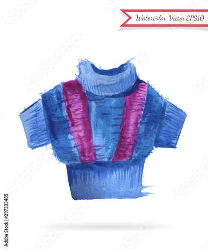 Knitted sweater watercolor sketch.