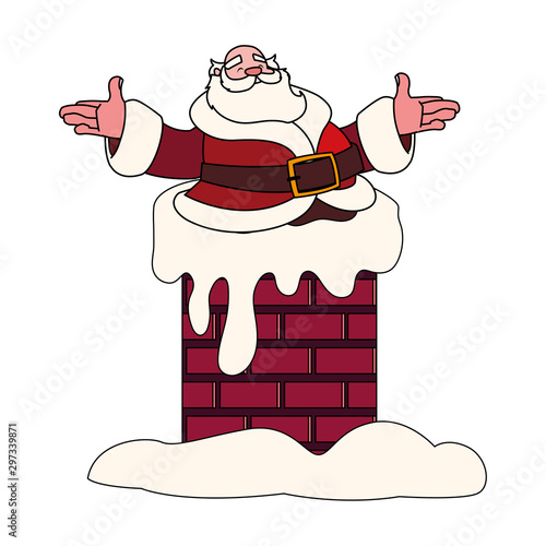 santa claus entering the chimney