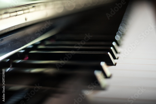 Closeup of a piano keyboard