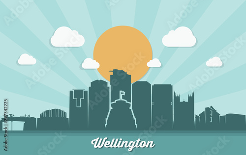 Wellington skyline - New Zealand - vector illustration