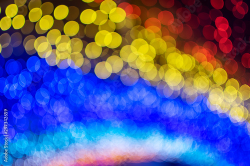 Neon lights background at night with blur