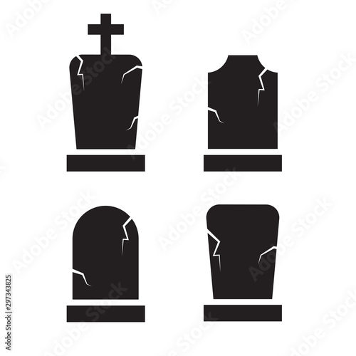 gset of old grave, tombstone icon- vector illustration
