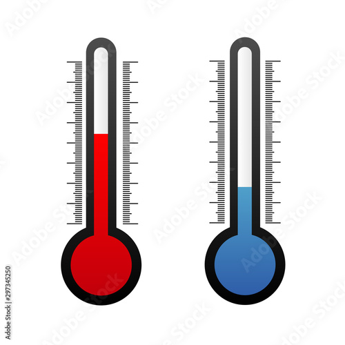 Thermometer flat icon vector set photo