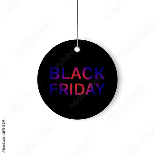 Vector black Friday template. Black label with a big inscription black Friday. Vector sale background.